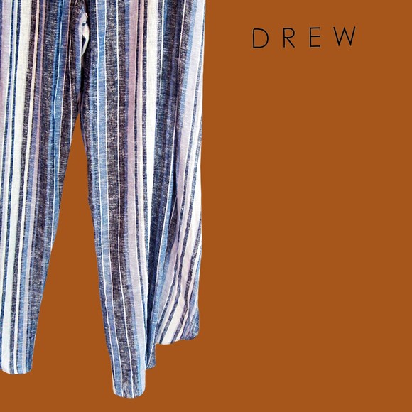 DREW by Anthropologie NEW EMERSON Striped Bandeau Side Slit Leg Jumpsuit M - Picture 9 of 12